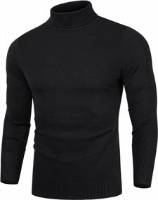 img 4 attached to Mens Turtleneck Sweater Slim Fit Pullover Knitted Thermal Top By Poriff
