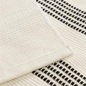 img 3 attached to Boho Cotton Area Rug 4' X 6' LEEVAN Black And White Striped Rug Bohemian Hand Woven Geometric Carpet Outdoor Porch Rug Chic Bedside Rugs For Kitchen Laundry Living Room