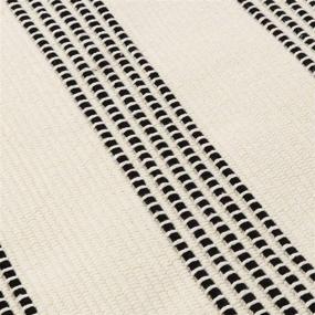 img 2 attached to Boho Cotton Area Rug 4' X 6' LEEVAN Black And White Striped Rug Bohemian Hand Woven Geometric Carpet Outdoor Porch Rug Chic Bedside Rugs For Kitchen Laundry Living Room