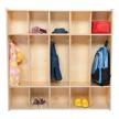 unassembled wooden locker unit with five sections and no seat by sprogs - spg-4155-54w logo