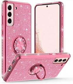img 4 attached to OCYCLONE Compatible With Samsung Galaxy S22 Plus Case, Cute Glitter Diamond Cover With Ring Stand, Protective Phone Case With Kickstand For Galaxy S22+ Plus Case For Women Girls 6.6 Inch - Pink