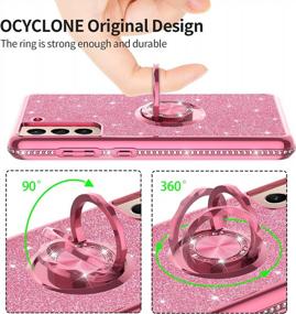 img 2 attached to OCYCLONE, совместимый с чехлом Samsung Galaxy S22 Plus, симпатичной блестящей алмазной крышкой с кольцевой подставкой, защитным чехлом для телефона с подставкой для Galaxy S22 + Plus, чехол для женщин, девочек 6,6 дюйма - розовый