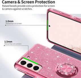 img 1 attached to OCYCLONE Compatible With Samsung Galaxy S22 Plus Case, Cute Glitter Diamond Cover With Ring Stand, Protective Phone Case With Kickstand For Galaxy S22+ Plus Case For Women Girls 6.6 Inch - Pink