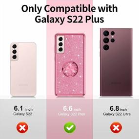 img 3 attached to OCYCLONE, совместимый с чехлом Samsung Galaxy S22 Plus, симпатичной блестящей алмазной крышкой с кольцевой подставкой, защитным чехлом для телефона с подставкой для Galaxy S22 + Plus, чехол для женщин, девочек 6,6 дюйма - розовый