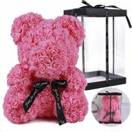 pink teddy flower bear - 10-дюймовая подарочная коробка с розовым мишкой для свадеб, вечеринок, дня святого валентина, дня матери, юбилеев и дней рождения логотип