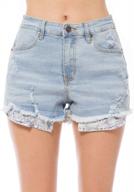 get the ultimate summer look with mixmatchy women's distressed mid rise denim jean shorts logo