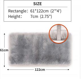 img 3 attached to Luxurious Grey ROSMARUS Faux Fur Area Rug 2'X4' With Suede Backing - Plush Shag Carpet For Bedroom Or Living Room - Soft And Stylish Throw Rug Runner - Perfect For Bedside Or Floor Décor