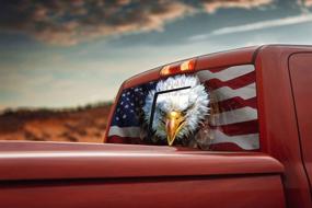 img 1 attached to 🚗 Gadgetstalk 58x18 Car Rear Window American Flag Decals for Trucks - American Eagle Bumper Stickers Graphics for Car Trucks SUV - 4th of July Decorations - American Flag Eagle Decals for Trucks