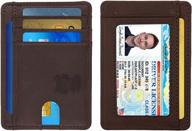 streamline your wallet game: slim leather rfid blocking wallet for men - brown logo
