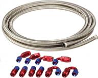 upgrade your fuel system with a 20ft stainless steel braided 8an fuel line and fitting kit in blue and red logo