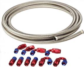 img 4 attached to Upgrade Your Fuel System With A 20Ft Stainless Steel Braided 8AN Fuel Line And Fitting Kit In Blue And Red