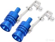 🔵 2pcs x autohaux l size turbo sound exhaust muffler pipe whistle - aluminum alloy universal car roar maker (blue) logo