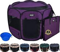 🐾 winipet 2-door folding soft pet playpen: 2-year warranty, carrying bag & silicone bowl - portable dog & cat playpen for indoor & outdoor fun! логотип