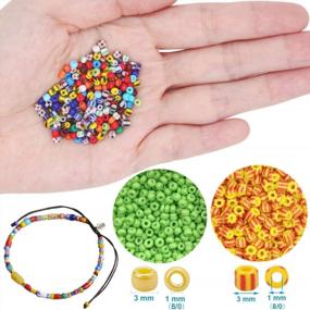 img 2 attached to 9600 Pieces Of Multicolor Glass Seed And Striped Craft Beads Set With Elastic String For DIY Jewellery Making - Includes 24 Colors Of 400Pcs Per 3Mm Bead Size