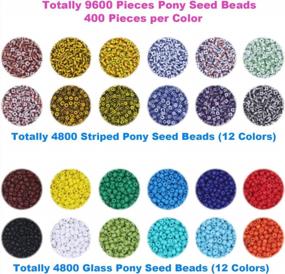img 3 attached to 9600 Pieces Of Multicolor Glass Seed And Striped Craft Beads Set With Elastic String For DIY Jewellery Making - Includes 24 Colors Of 400Pcs Per 3Mm Bead Size