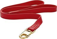 bmusdog leather dog walking training leash: 4ft sturdy heavy duty leather lead for medium and large dogs - red leather with gold clasp logo