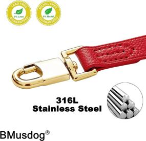 img 2 attached to BMusdog Leather Dog Walking Training Leash: 4FT Sturdy Heavy Duty Leather Lead for Medium and Large Dogs - Red Leather with Gold Clasp