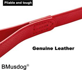 img 1 attached to BMusdog Leather Dog Walking Training Leash: 4FT Sturdy Heavy Duty Leather Lead for Medium and Large Dogs - Red Leather with Gold Clasp