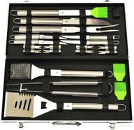 🔥 g and f 20-piece stainless steel bbq tool kit - strong, sturdy, heavy duty grilling tools with portable aluminium carrying case - dishwasher safe logo