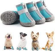 breathable waterproof dog boots for small medium dogs - sonkonia dog shoes, anti-slip booties for hot pavement, puppy paw protector with reflective strap (4pcs) логотип