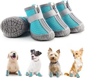 img 4 attached to Breathable Waterproof Dog Boots for Small Medium Dogs - SONKONIA Dog Shoes, Anti-Slip Booties for Hot Pavement, Puppy Paw Protector with Reflective Strap (4PCS)