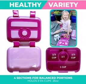 img 1 attached to Bento Lunch Box Kids Toddlers: Leakproof Lunch Containers For Boys & Girls With 4 Compartments - School, Daycare, Pre-School, Snack Container With Lid Utensil, BPA-Free Boxes, Age 3+, Pink Unicorn