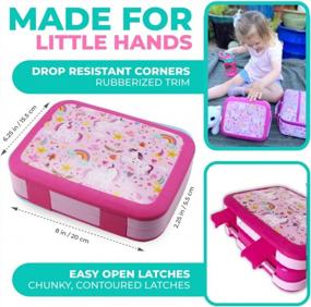img 3 attached to Bento Lunch Box Kids Toddlers: Leakproof Lunch Containers For Boys & Girls With 4 Compartments - School, Daycare, Pre-School, Snack Container With Lid Utensil, BPA-Free Boxes, Age 3+, Pink Unicorn