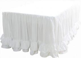 img 3 attached to 2 Tiered Ruffled Crib Skirt Baby Girl Nursery Bedding Dust Ruffle (White)