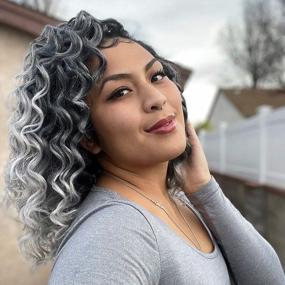 img 4 attached to Toyotress Ocean Wave Crochet Hair - 9 Inch 8 Packs Ombre Gray Crochet Braids Deep Twist Synthetic Braiding Hair Extensions (9 Inch, T-Gray-8P)