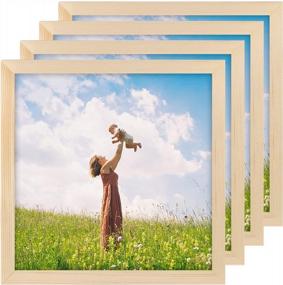 img 4 attached to AEVETE Square Wood Picture Frames - Set Of 4 For Wall And Tabletop Displays