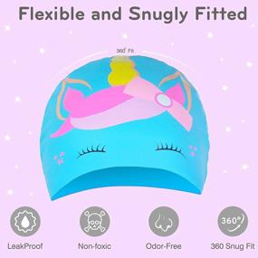 img 1 attached to 2 Pcs Kids Swim Cap - Silicone Swimming Caps For Boys & Girls (Age 2-6) | Keep Hair Dry & Cover Ears Waterproof Bathing Hat