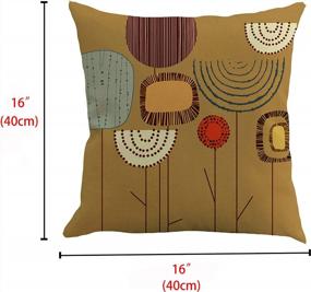 img 3 attached to CALIYO Square Pillow Covers Set Of 4 - Cotton Line Decorative Cases For Couch And Bedroom In 16X16 Inches