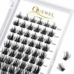 quewel lash clusters 72 pcs wide stem cluster lashes mix8-16mm eyelash clusters diy lash extensions at home super strong and thin band wispy lashes (qu01-d-mix8-16mm) logo