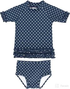 img 4 attached to RuffleButts® Polka Dot Bikini Set - Baby/Toddler Girls Rash Guard Swimsuit with UPF 50+ Sun Protection