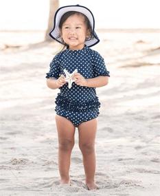 img 3 attached to RuffleButts® Polka Dot Bikini Set - Baby/Toddler Girls Rash Guard Swimsuit with UPF 50+ Sun Protection