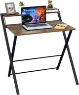 space-saving brown folding desk with 2-tier design and shelf - no assembly required! 24.8 x 17.7 inches perfect for small spaces - greenforest computer desk logo