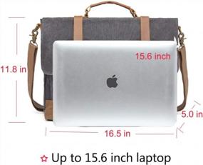 img 1 attached to Водонепроницаемая сумка-мессенджер для мужчин: портфель из натуральной кожи с рукавом для ноутбука и большой наплечной сумкой - 15,6-дюймовый серый вощеный холст