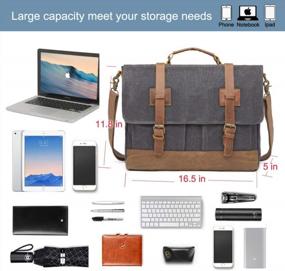 img 3 attached to Waterproof Messenger Bag For Men: Genuine Leather Briefcase With Laptop Sleeve And Large Shoulder Satchel - 15.6 Inch Grey Waxed Canvas
