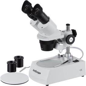 img 1 attached to 🔬 AmScope SE305R-PZ Binocular Stereo Microscope, WF10x and WF20x Eyepieces, 10X-60X Magnification, 1X and 3X Objectives, Halogen Light Source, Pillar Stand, 120V, White