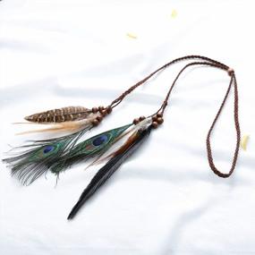img 4 attached to Brown Peacoak Boho Feather Headbands - Stylish Hair Accessories For Women & Girls' Festival Costumes