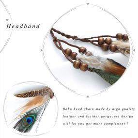 img 2 attached to Brown Peacoak Boho Feather Headbands - Stylish Hair Accessories For Women & Girls' Festival Costumes