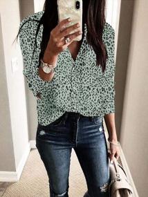 img 1 attached to ECOWISH Womens Casual Tops V Neck Leopard Tunic Long Sleeve Button Down Shirts Top