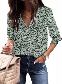 img 2 attached to ECOWISH Womens Casual Tops V Neck Leopard Tunic Long Sleeve Button Down Shirts Top