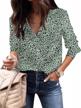 ecowish womens casual tops v neck leopard tunic long sleeve button down shirts top logo