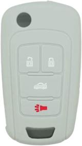 img 3 attached to 🔑 SEGADEN Silicone Cover Skin Jacket Case Holder Compatible with BUICK CHEVROLET 4 Button Flip Remote Key Fob CV9601 - Gray