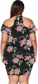 img 3 attached to Plus Size Cold Shoulder Peplum Bodycon Party Dress For Women By LALAGEN