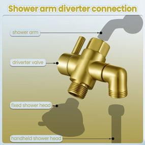 img 1 attached to Brushed Gold YDmeet G1/2 3-Way Universal Bathroom System Component Replacement Part Shower Arm Diverter Valve For Handheld And Fixed Spray Head Brass Shower Diverter