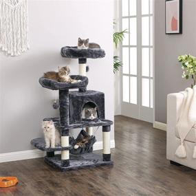 img 3 attached to 🐱 BEWISHOME Cat Tree Tower with Scratching Post, Top Plush Perch, Multi-Level Condo, Jumping Platform, Kitten Activity Center – Indoor Cats