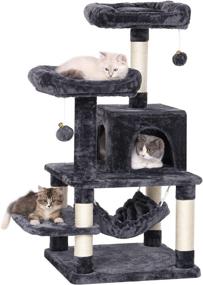 img 4 attached to 🐱 BEWISHOME Cat Tree Tower with Scratching Post, Top Plush Perch, Multi-Level Condo, Jumping Platform, Kitten Activity Center – Indoor Cats