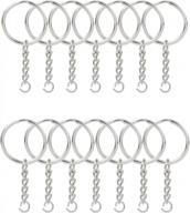 50pcs 1in split key ring with chain & jump rings - silver metal parts w/ open connector - kingforest logo
